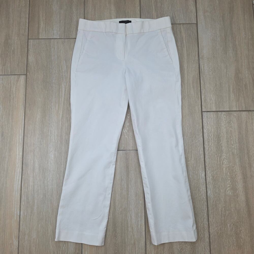 JCrew Campbell Pant Women 2 White Stretch Cropped Ankle Slim Career Work Trouser